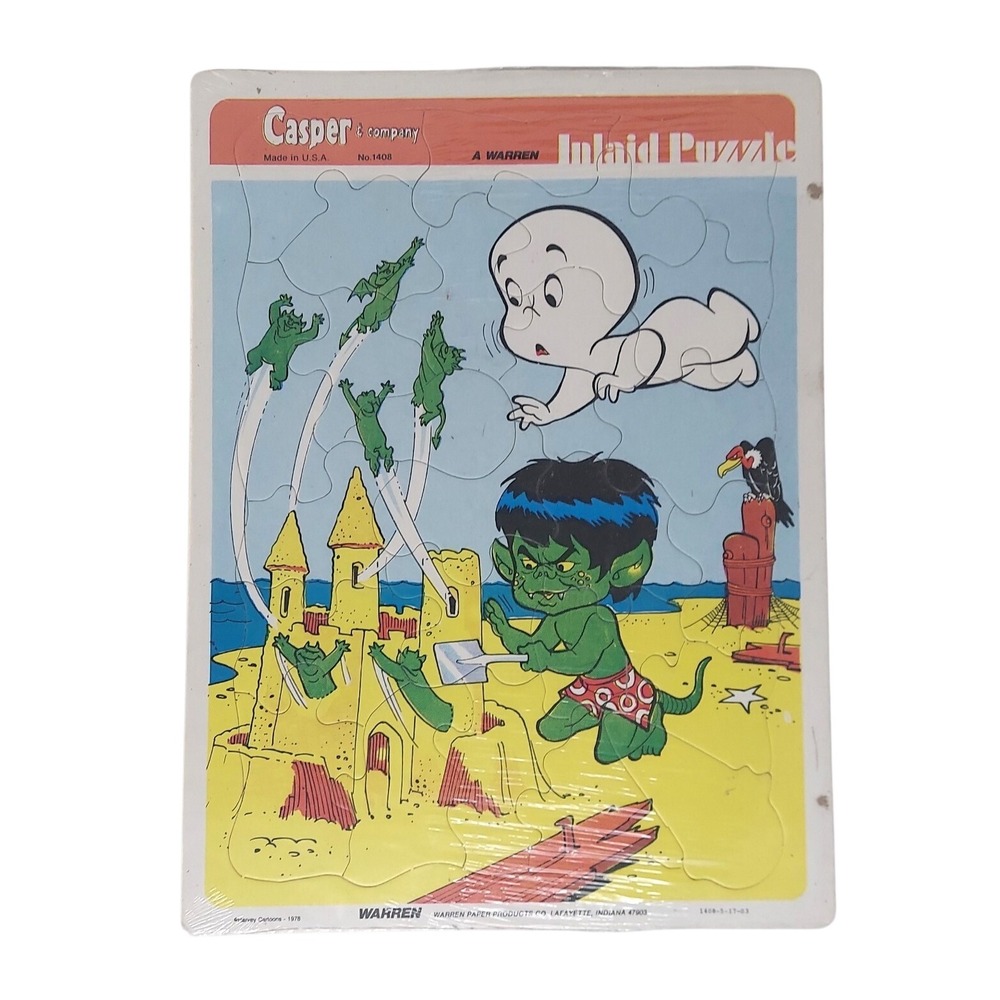 1978 Warren Casper & Company Frame Tray Puzzle Casper And Goblin At The Beach